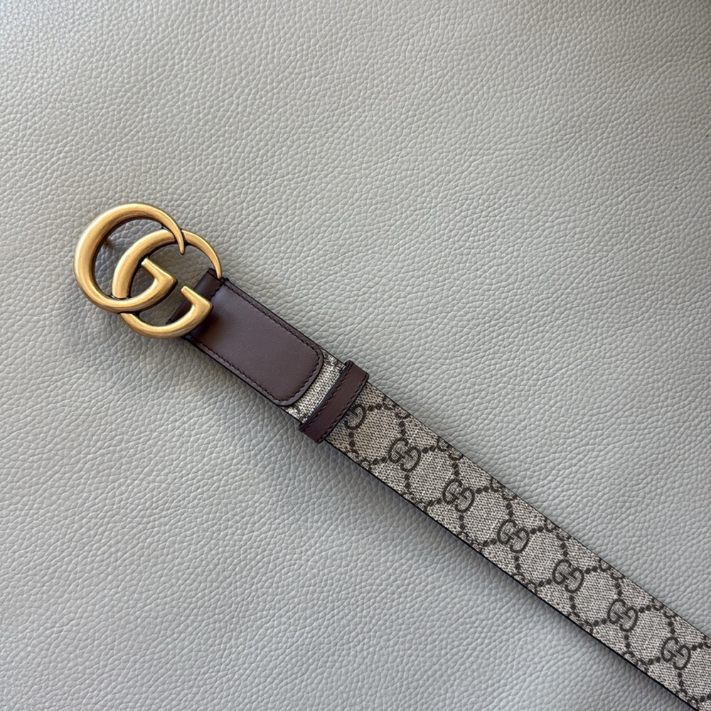 NEW. Gucci Gold and Brown Women's Belt. Excellent condition